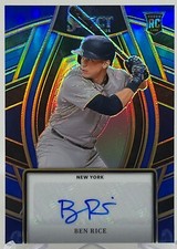 BEN RICE Auto /49 2024 Panini Select Baseball Blue Prizm #SS-BR RC SP Yankees