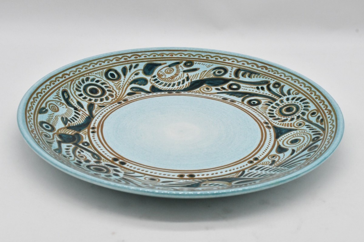 Vintage Felix Tissot Ceramica Taxco Mexico Folk Art Teal Fantasia