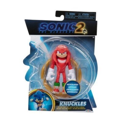 New 2022 Jakks Sonic The Hedgehog 2 Movie KNUCKLES With Ring Stand Action Figure