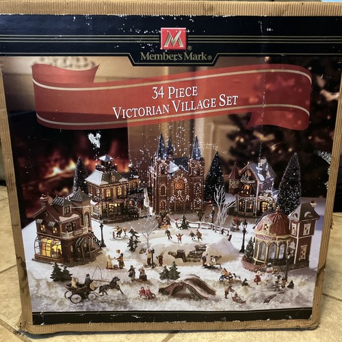 Member's Mark 34Piece Lighted Victorian Village Christmas Open Box