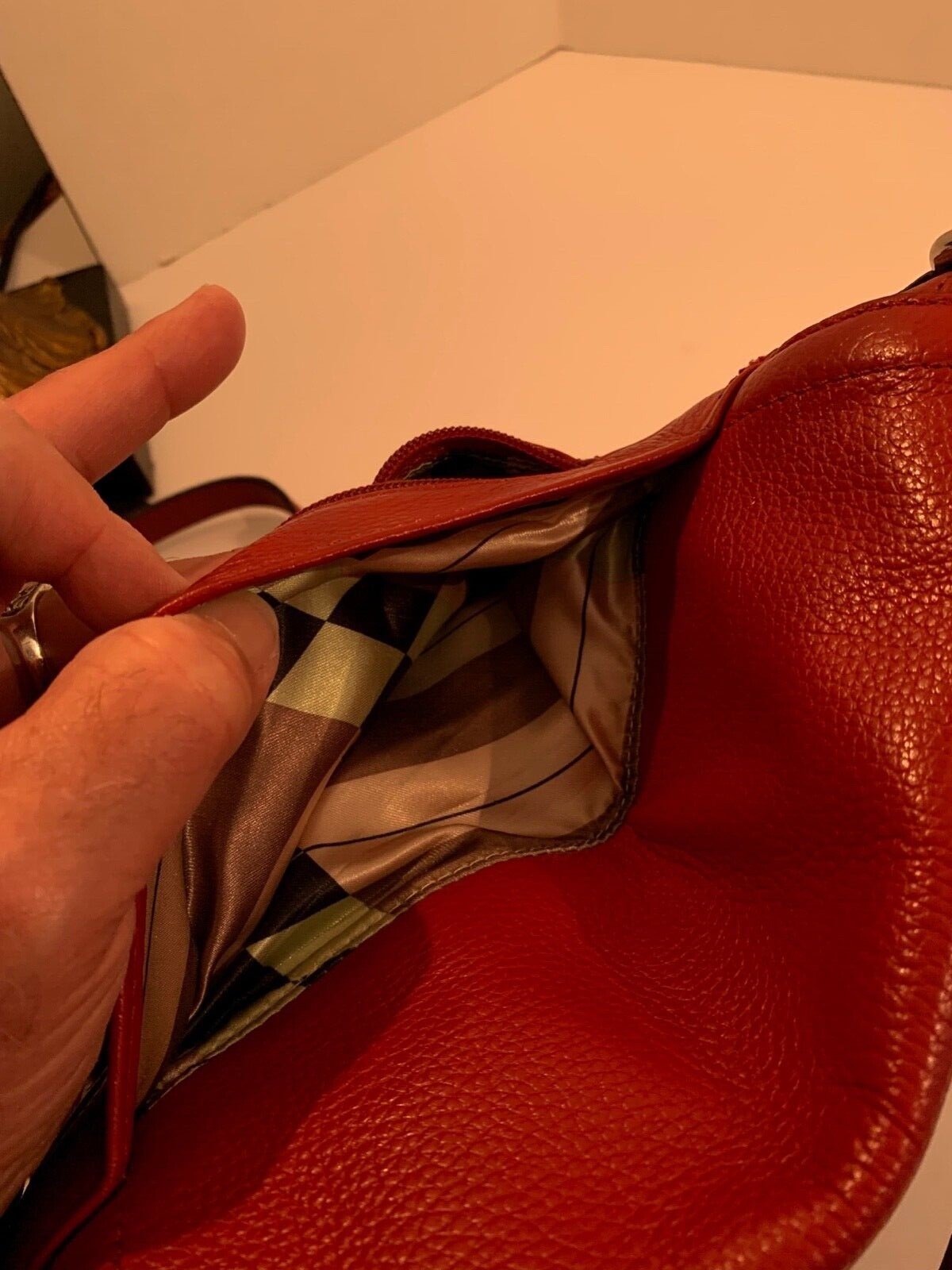 Tignanello Ruby Red Pebbled Leather Crossbody Str… - image 7