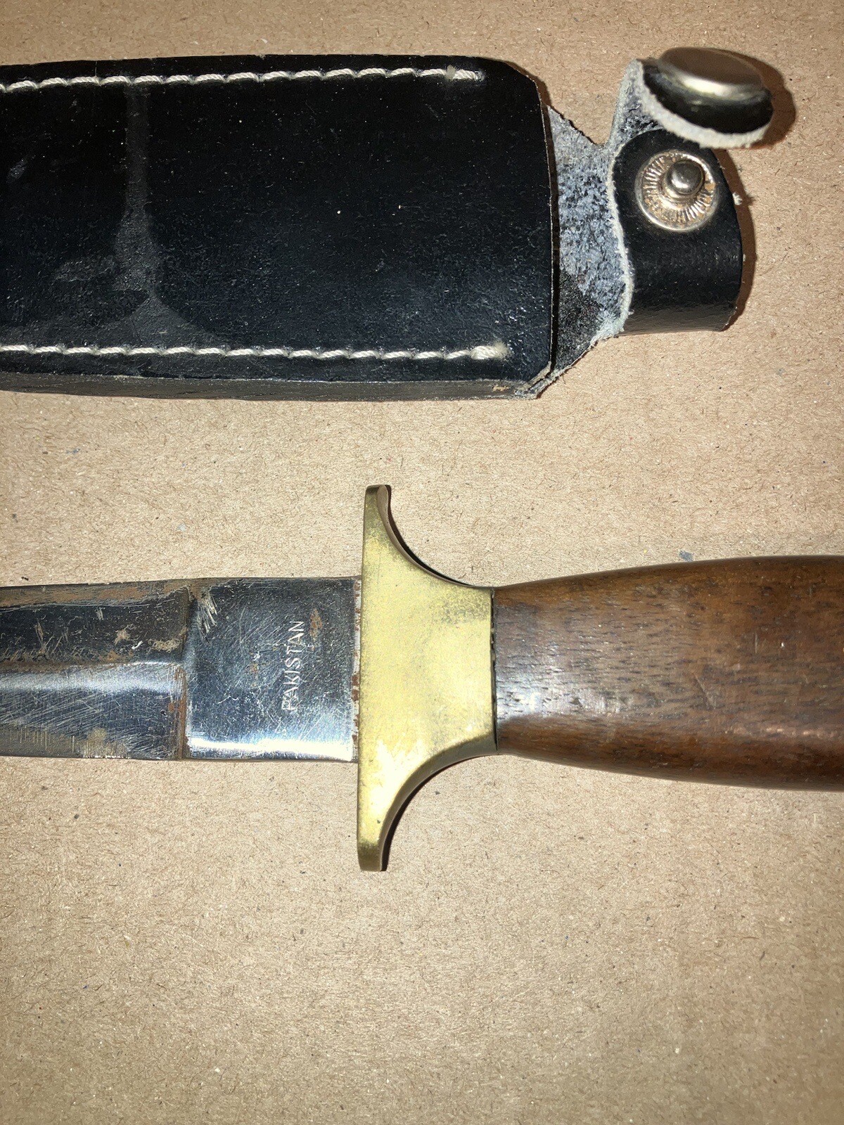 Vintage Stainless Pakistan Boot Dagger Knife Fixed Blade Wood Handle Shealth eBay