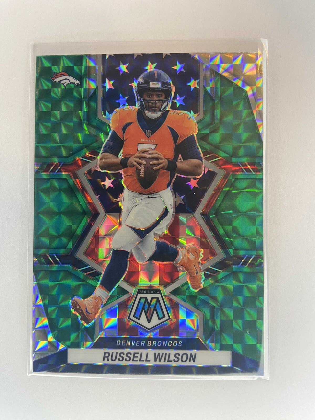 2022 Panini Mosaic Russell Wilson National Pride Green Mosaic #257 Broncos