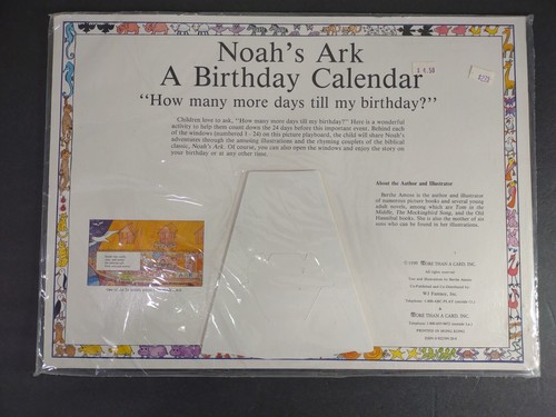 Vtg 1990 Noah's Ark "A Birthday Calendar" More Than A Card - WJ Fantasy B3 - Picture 6 of 9