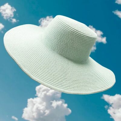 Olé America Seafoam Green Wide Brim Flat Top Sun Hat