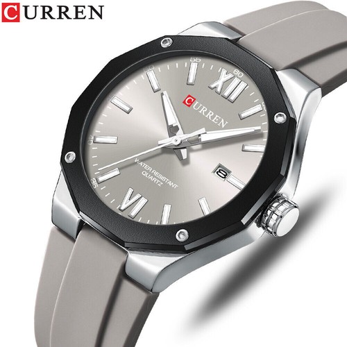 CURREN Men Quartz Watch Silicone Strap Date Wristwatch Fashion Boy Sport Watches - Picture 27 of 29