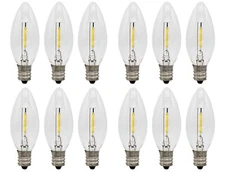 12 LED Replacement Light Bulbs for Electric Candle Lamps C7 Base, 0.7w, 120v