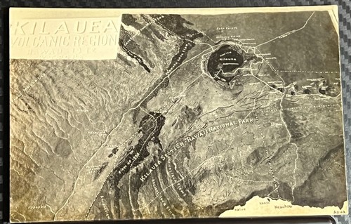 1940’S Kilauea Volcanic Region RPPC Hawaii National Park AERIAL MAP VIEW UNBENUTZT