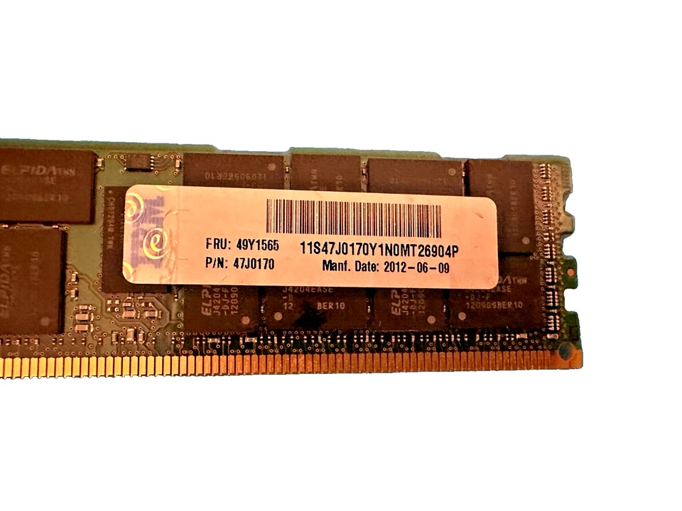 Elpida 1GB (2Rx4) DDR3 PC3-10600R (DDR3-1333 MHz) EBJ10UE8BDS0-DJ-F Foto 3 de 4