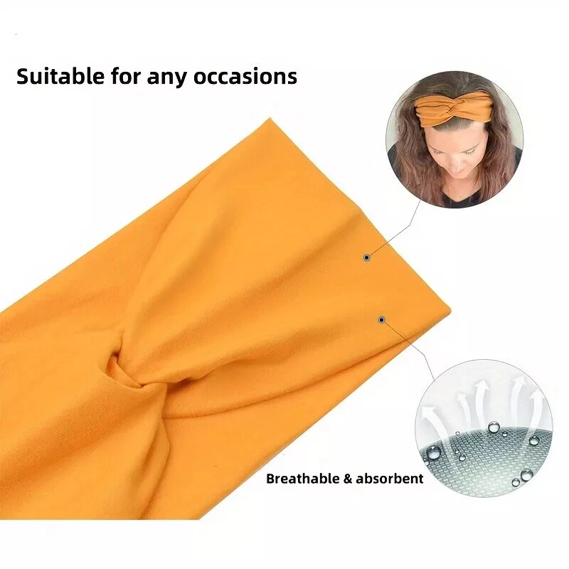 10pcs Women Yoga Wide Headband Ladies Elastic Boho Hair Band Sports Turban - Image 4 of 4