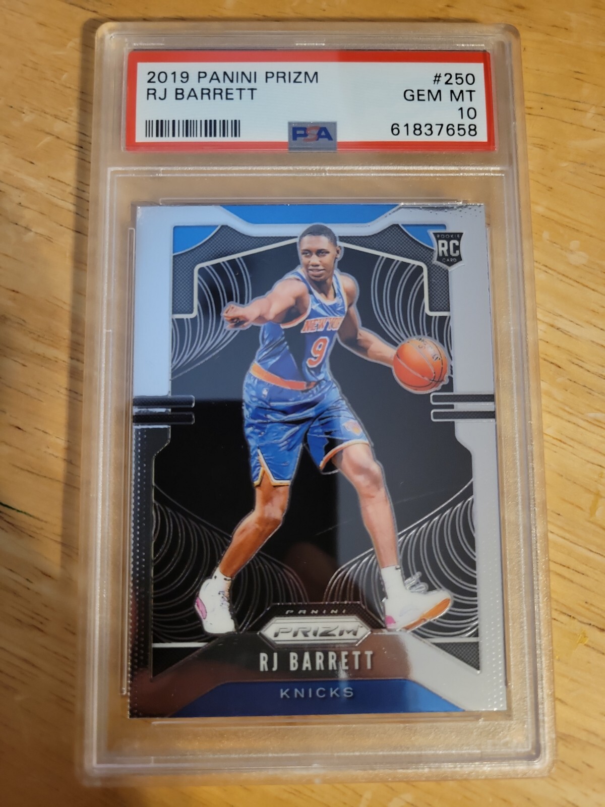 RJ BARRETT 2019 20 PANINI PRIZM #250 RC ROOKIE PSA 10 NEW YORK KNICKS