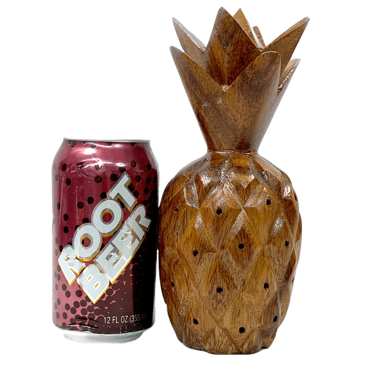 Vintage Monkey Pod Carved Wooden Pineapple Toothpick Hors D'oeuvre