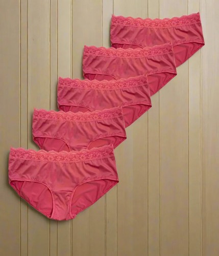 Ex M*S Briefs Knickers Womens Floral Lace Trim Underwear Floral Pink 5 Pack - Picture 16 of 18