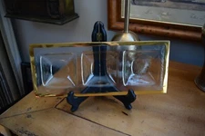 Annie Glass Roman Antique Three Section 24 K Gold Tray 14"x6" Signed.