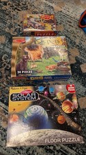 kids floor puzzles, pets, planets and cityscape