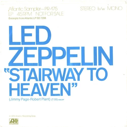 LED ZEPPELIN-RARE PROMO ONLY-ATLANTIC SAMPLER TITLE SLEEVE+45-(STAIRWAY TO HEAVE