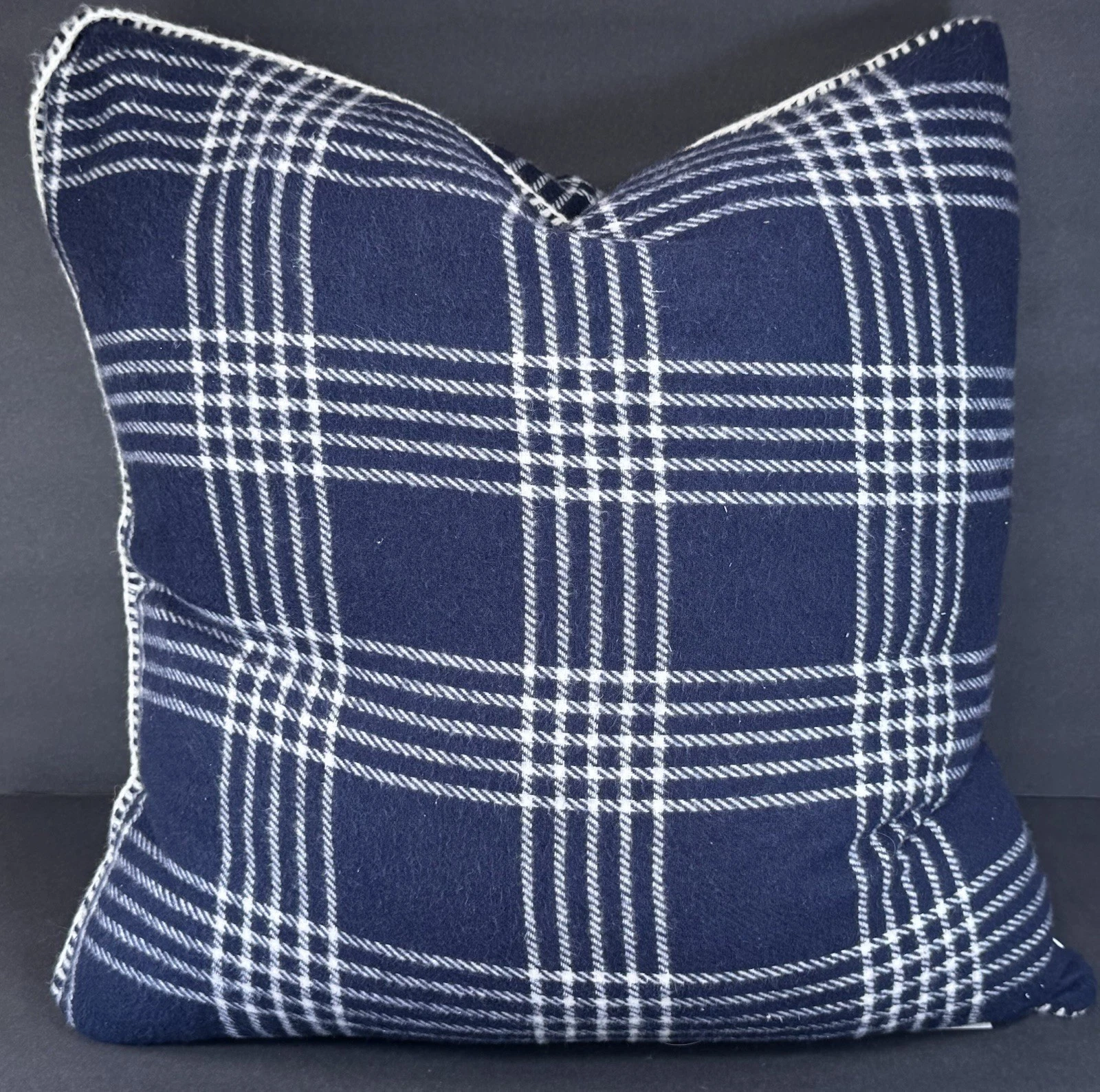 Nido Notte Italia Blue Plaid Throw Pillow Woven Cotton Blend 20x20
Opens in a new window or tab