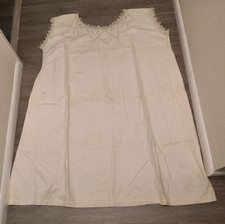 Antique VTG White Cotton Lace Trim Chemise Nightgown