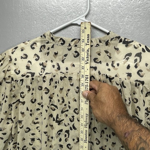 Umgee Beige Leopard Animal Print Sheer Long Sleeve Tunic M - Picture 8 of 10