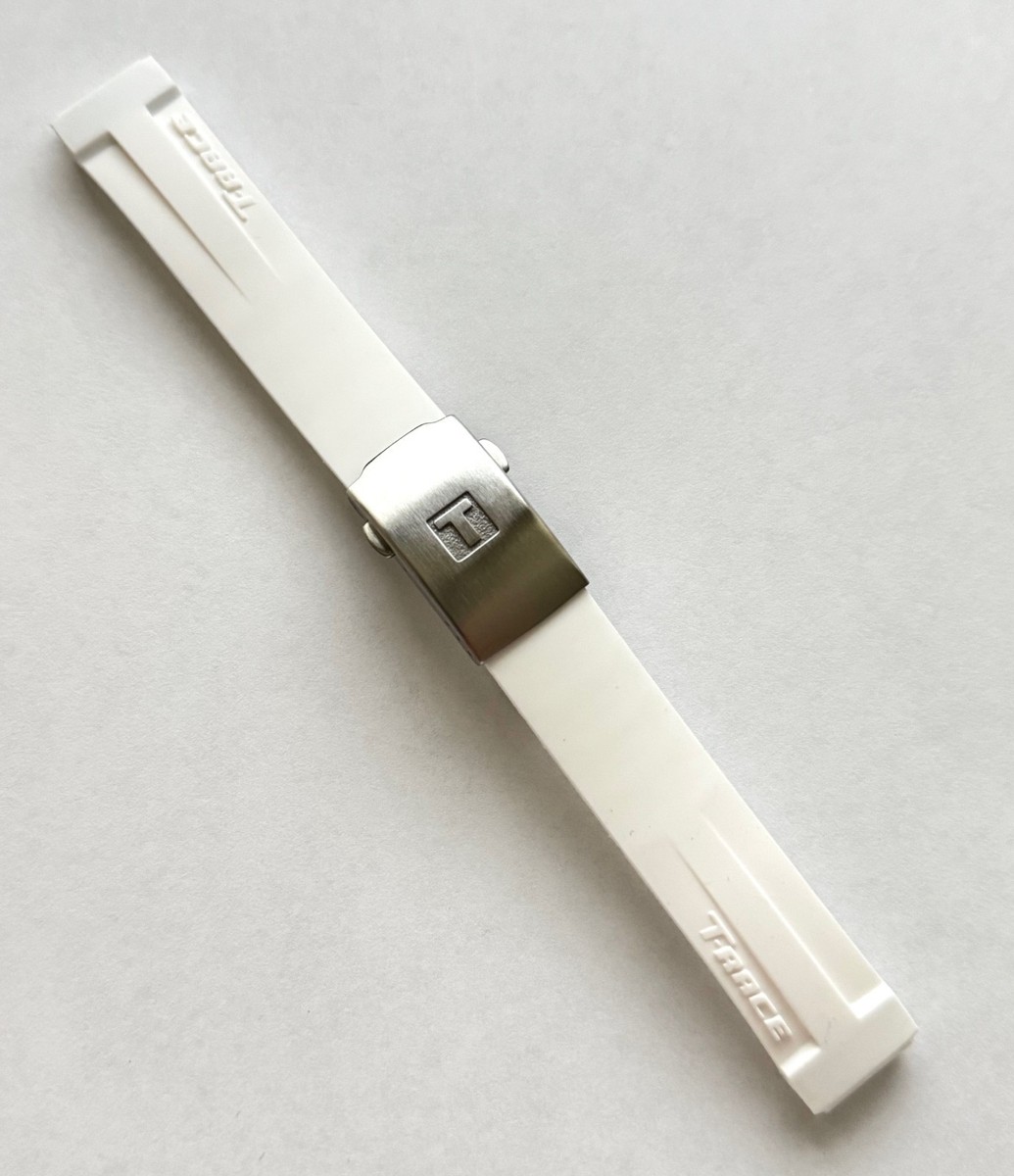 Original Tissot WOMEN'S T-Race T048217A White Rubber Band Strap w