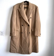 Vintage Paul Stuart Men’s Coat 100% Camel Hair DB Polo Top Coat 44 Regular