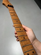 4A Reverse headstock Floyd nut 22fret Roasted Flame Maple Guitar Neck 12in Satin