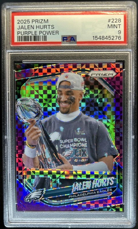 2025 Panini Prizm Jalen Hurts Purple Power #/49 Eagles PSA 9