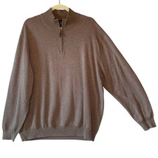 Jos A Bank Signature Collection Men's XXL Brown 100 Pima Cotton 1/4 Zip Sweater