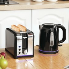 HOMCOM 1.7L 3000W Rapid Boil Jug Kettle and 2-Slice Toaster Set Refurbished