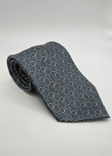 Tommy Hilfiger Green Brand Logo Geometric Mens Necktie Silk Made In USA