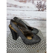 VTG Nicole Miller Heels Silver Glitter women's size 9