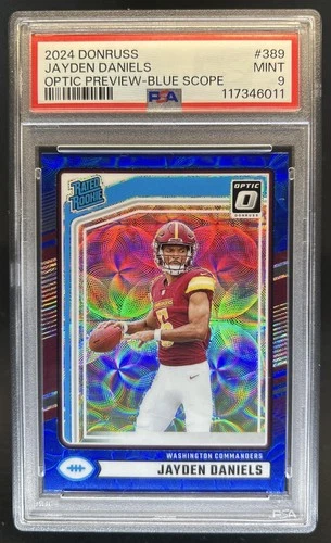 2024 Donruss Jayden Daniels Optic Rated Rookie Preview Blue Scope #389 PSA 9