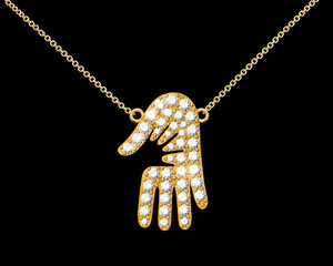Authentic Gold Plated 925 Sterling Silver Hamsa Hand Necklace – Cubic Zirconia Everyday