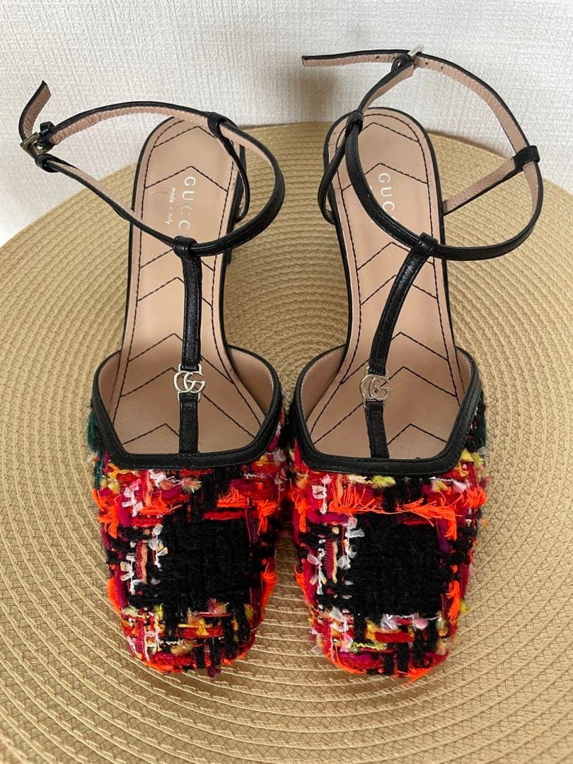 Gucci Mules Sandals Multicolor Leather With Strap Size 35.5 US About5.5 Women thumbnail 4