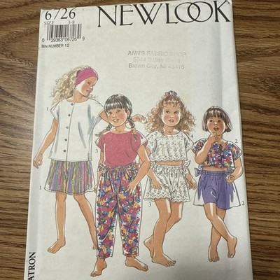 New Look 6726 Girl's Tops Pants & Shorts Pattern Size 3-8 sewing pattern