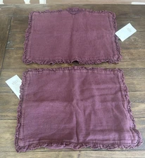 Zara Home Pillow Covers Shams Purple Linen Ruffle Cottagecore Farmhouse Boho