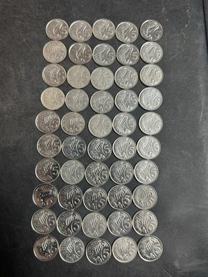 50 Cayman Islands 5 Cents Coins Crayfish - 50 X .05 KYD Coins Vintage Old Rare