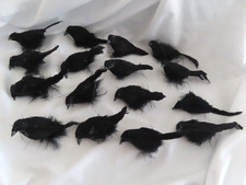 Lot 16 Black Feathered Birds Raven Halloween Fall Decor Floral
