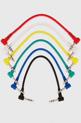 6-Pack Multi Colored 1/4'' 90° Elbow TRS 1-4 Ft Patch Cables for Guitar Pedals NW