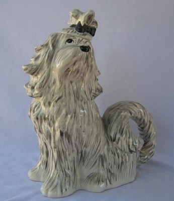 Blue Sky Clayworks Heather Goldminc Shih Tzu Dog Black White Ceramic Tea Pot