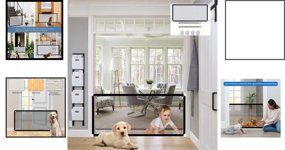 Hunde-Türschutzgitter - Stabil und Faltbar für Kinder und Haustiere 110x72cm - Bild 2 von 4