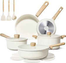 CAROTE 16pcs Ceramic Cookware Sets, Pots and Pans Set Non Stick, Healthy Cookwar