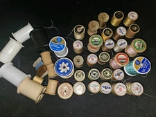 Lot Of 39 Vintage Thread And Spools