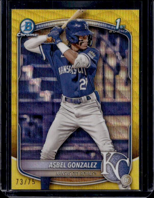 2025 Bowman Chrome 1st Asbel Gonzalez #BCP-4 Yellow Wave Refractor /75 (RC)