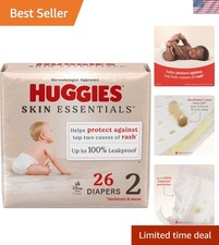 Gentle Size 2 Diapers - 26 Count Skin Essentials, Dermatologist-Approved Comfort