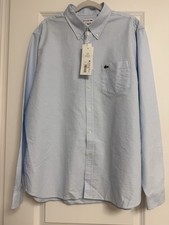 LACOSTE Men  s Long Sleeve Regular Fit Oxford Button Down Shirt L Blue NWT 120