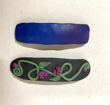 lot of 2 Handmade Barrettes - Polymer Clay -Fimo- For Fine Hair-flowers, ombre