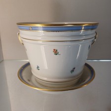 AUGARTEN VIENNA PLANTER BIEDERMEIER DECOR 6000 Gold Rim Blue Ribbon Flowers 1st W