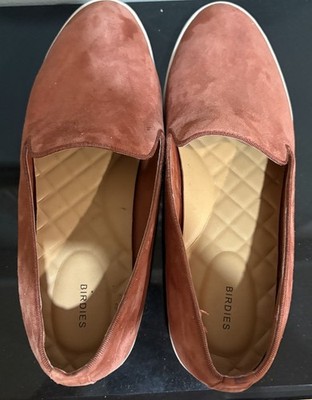 Birdies Women's Dark Orange/Brown Suede Slip-On Comfort Shoes US 8.5 Flat