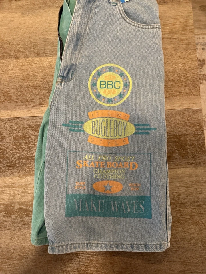 Pantalones Cortos Vintage Raro Y2K Bugle Boy Juvenil S Graffiti Gráfico Ligeramente Usados Foto 2 de 4